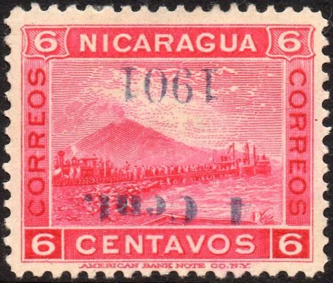 timbres-poste sellos postales stamps Nicaragua Momotombo Volcano & Train 1900
